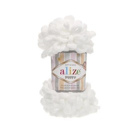 Alize Puffy Baby Big Loop Blanket Yarn 100% Micropolyester Soft Wool Each Ball 100g 9m - 55 White