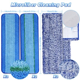 6 Pack Microfiber Cleaning Pads for Bona Mop Hardwood Floor Cleaner Mop Replacement, 4 Deep Microfiber Cleaning Pad 2 Dusting Pad Wet Mop Dry Dust Mop Cleaner Washable Reusable Refill (Light Blue)