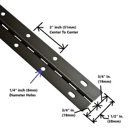 H750 Piano Hinge with Screw Holes, 1 1/2” Inch Wide, Heavy Duty Steel Available in Nickel-Plated, Brass-Plated & Black Finish. (Black Color, 36" Inch Long)