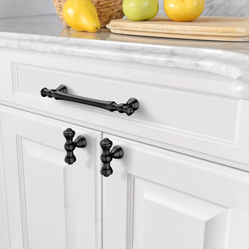 Amerdeco 10 Pack Matte Black Cabinet Pulls 5 Inch(128mm) Hole