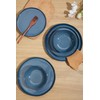 FOBENTA 24 Piece Dark Ceramic Dinnerware Set,Slate Blue Plates and