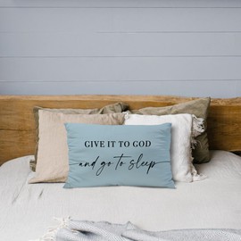 Knibeo Give It to God and Go to Sleep, Decorative Pillows Cover for Bed, Throw Pillows Cover for Bed,12x20 Inch Pillow Case,Decorative Bed Pillows Cover for Bedroom Room (12x20, Wathet)