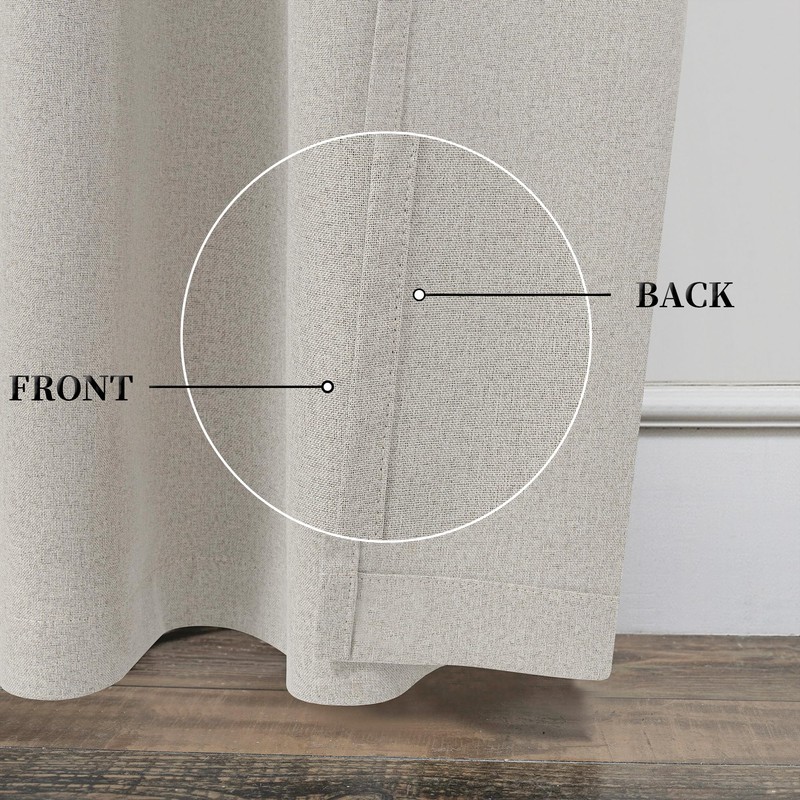 KEQIAOSUOCAI Completely 100% Blackout Linen Textured Grommet Curtains (Light Beige,2