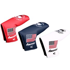 Premium PU Leather ★ Putter Cover ★ American Flag Pattern ★ Red Blue White Select Plaza (Red)