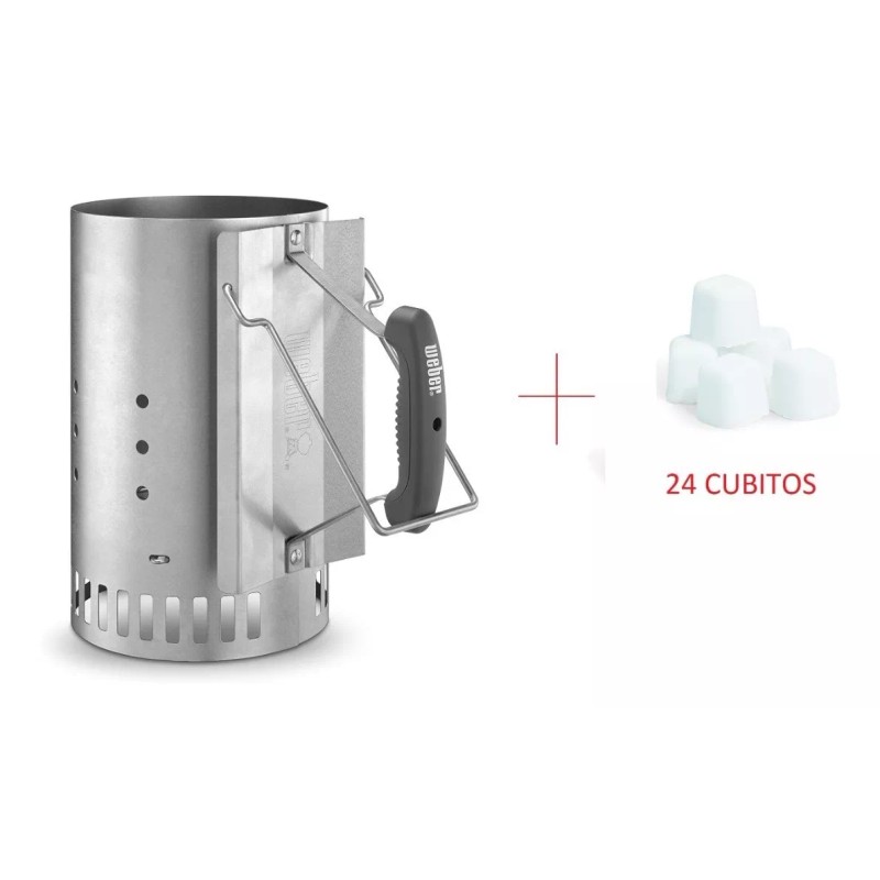 Weber Kit Iniciador Carbón Grande Color Acero Más 24 Cubitos