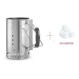 Weber Kit Iniciador Carbón Grande Color Acero Más 24 Cubitos Weber
