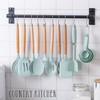 Country Kitchen Non Stick Silicone Utensil Set with Rounded Wood