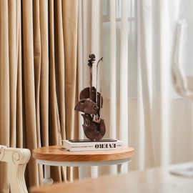 SunBlogs Art Handmade Metal Violin Statue - 100% Hand-painted Viola Music Décor - Unique Western Table Decorations for Home & Office for Music Lovers Musician & Teachers (Vintage Brown)