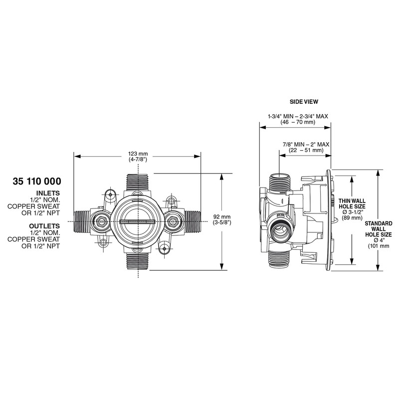 GROHE 35110000 GrohSafe 3.0 Pressure Balance Rough-In Valve