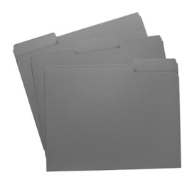 Grey File Folders, 1/3-Cut Tabs, Letter Size, 12-Pack – Durable Office Filing Folders for Documents, Papers, and Organization