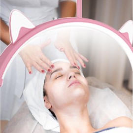 Lash Lamp for Eyelash Tech, Dimmable 3 Color Half Moon Lamp with Adjustable Height, Esthetician Light with Phone Stand for Eyelash Extensions Skincare Tattoo Spa Nail