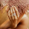 HAIXIAN Classic Silver Plain Multi Cross Lines Wide Band Ring,Silver