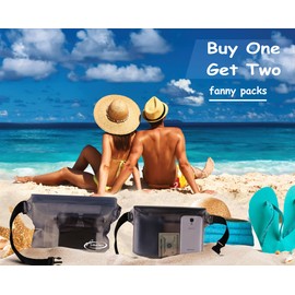 AiRunTech Waterproof Pouch with Waist Strap (2 Pack) | Beach Accessories Best Way to Keep Your Phone and Valuables Safe and Dry | Perfect for Boating Swimming Snorkeling Kayaking Beach Pool(Grey+Grey)