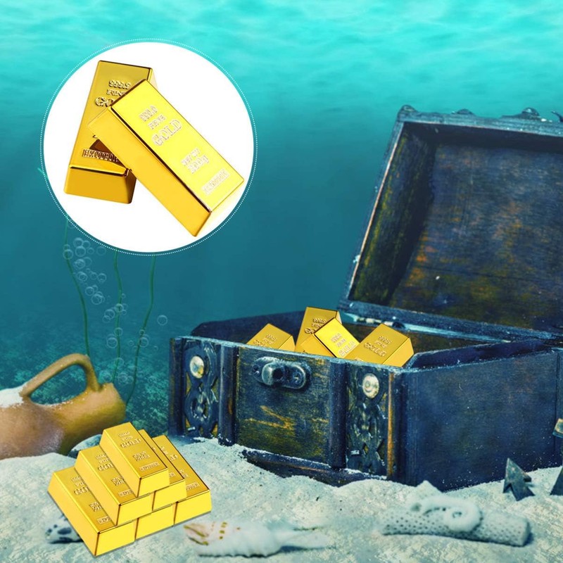 CHUANGOU Pack of 2 Plastic Gold Bars, Decorative Gold Bars,