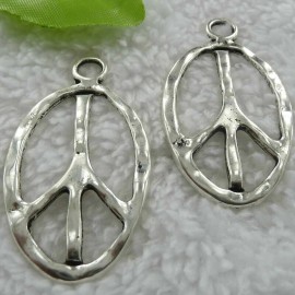 Fashion Jewelry big PEACE SIGN LOVE HIPPIE RETRO pendant 22" 925 Sterling Silver plate Necklace