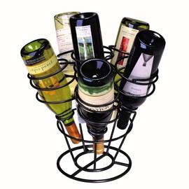 Oenophilia Bottle Bouquet Wine Rack, Black, Tabletop Metal Wine Rack, Countertop Wine Storage Holder - 6 Bottle