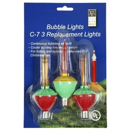Vickerman C7 Multi-Colored Bubble Replacement Bulb - 3 per Pack - Red/Green/Yellow - UL Listed for Indoor/Outdoor Use - Festive Christmas Lights - Retro and Vintage Looking Bubble Lights