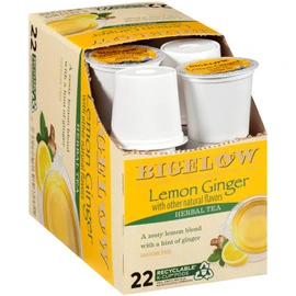 Bigelow Lemon Ginger Herbal Tea Keurig K-Cups, 22 Count Box (Pack of 1), No Caffeine 22 K-Cup Pods Total
