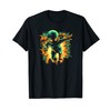 Retro Martian Alien Running with Ray Gun T-Shirt