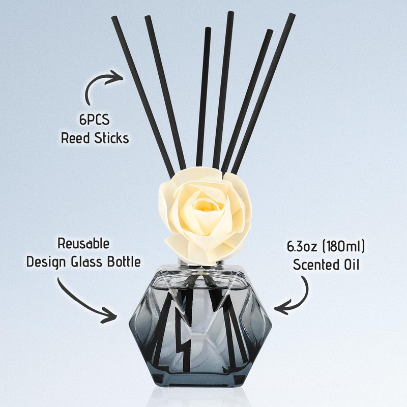 Brakula Reed Diffuser Set, 6.09 fl oz (180 ml)-Bamboo with