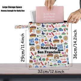 JXGZSO San Francisco Travel Gift Next Stop San Francisco Makeup Bag San Francisco Trip Cosmetic Bag San Francisco Souvenir Gift, Next Stop San Francisco grocery bag, Fashion