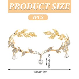 TPZORJX Leaf Wedding Tiara Crown, Elf Headpiece, Tiara Elf, Fairy Headpiece Women, Elf Crown Jewellery, Rhinestone Crystal Bridal Tiara, Princess Crystal Tiara Headwear for Women Girls, a