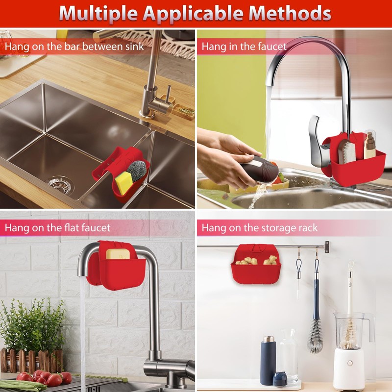OKeanu Sponge Holder for Kitchen Sink, Silicone Sink Saddle Caddy