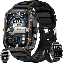 SGDDFIT 1.95 Inch AMOLED Large Men's Smartwatch with Phone Function, Torch, 5 ATM Waterproof Sports Watch with Bluetooth Calls, Fitness Watch with Sleep Monitor, Smart Watch for iOS Android (Black)