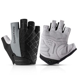 ROCKBROS Cycling Gloves, Fingertip Cycling Gloves, Summer, Shock Absorbing Pad, Breathable, Anti-Slip, Bike, Bicycle Gloves, Men's, Women's