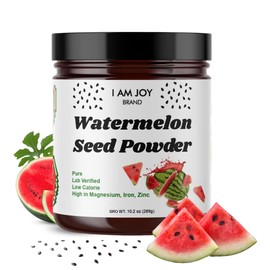 I Am Joy co. Watermelon Seed Protein Powder | Pure, Pesticide-Free, Nutrient Dense, Protein Rich, High in Magnesium, Iron & Zinc | Add to Tea & Smoothies | Non-GMO | Vegan | 16oz Jar