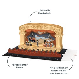 papercrush papercrush® Pop-Up Karte Theater - Besonderer Gutschein, Geldgeschenk für Theaterbesuch, Geschenkverpackung für Konzerttickets für Musical, Oper und Ballett - Geburtstagskarte für Theaterliebhaber