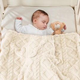 Sherpa Fleece Baby Blanket, Ultra Soft Fluffy Premium Baby Blankets for Boys Girls, Cozy Infant Toddler Newborn Receiving Blankets for Crib Stroller 30”×40” (Cream)