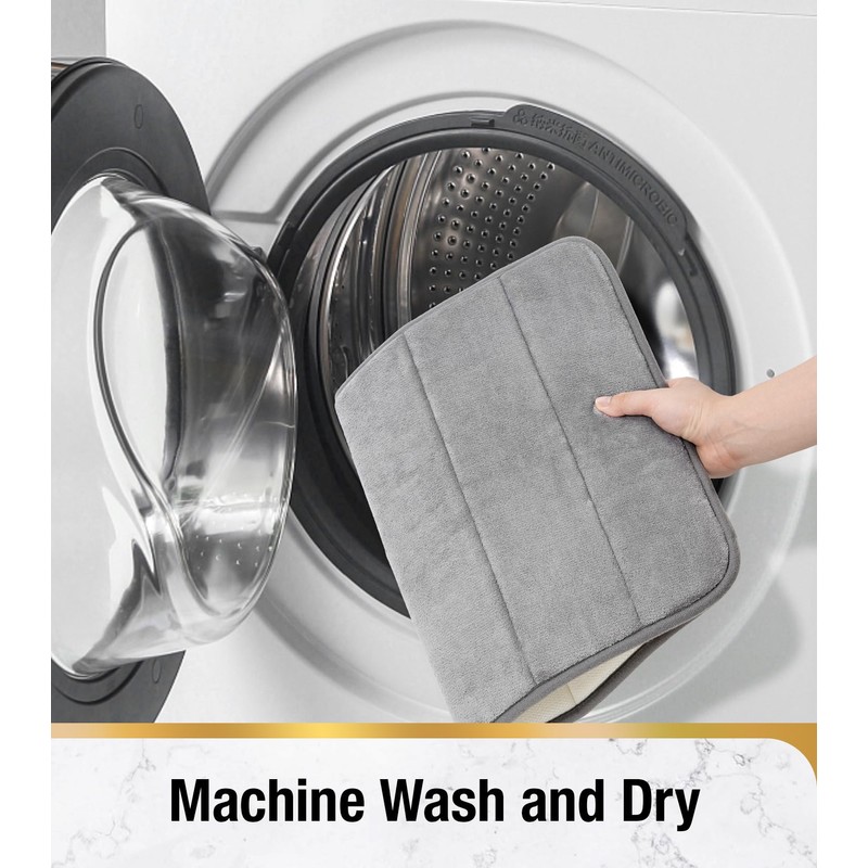 HITSLAM Memory Foam Bath Mat 40 x 60 cm Grey