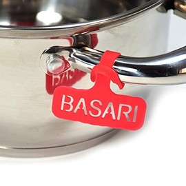 Name-Me ARG Kosher Labels for Kitchen Organization and Storage. Pack of 2 Tags. Basari Red Silicone Labels for Jewish Kitchen Utensils. Oven Proof, Freezable, Microwave, Dishwasher Safe