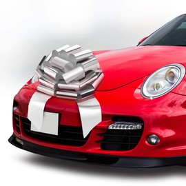 Zoe Deco Big Car Bow (Silver, 18 inch) Gift Bows, Giant Bow for Car, Birthday Bow, Huge Car Bow, Car Bows, Big Bow for Gifts, Christmas Bows for Cars, Gift Wrapping, Big Gift Bow