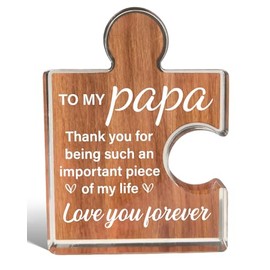 Papa Gifts from Grandkids, Grandpa Birthday Gifts from Granddaughter Grandson, Papa Acrylic Puzzle Piece Presents for Christmas Grandparents Day Fathers Day