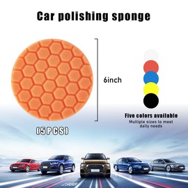 povtii 5PCS Buffing Polishing Pads, 6 Inch Cutting Polishing Pad Kit for Car Buffer Polisher, Polishing and Waxing, Backing Plate Compound Buffing Sponge Pads, Car Accessories