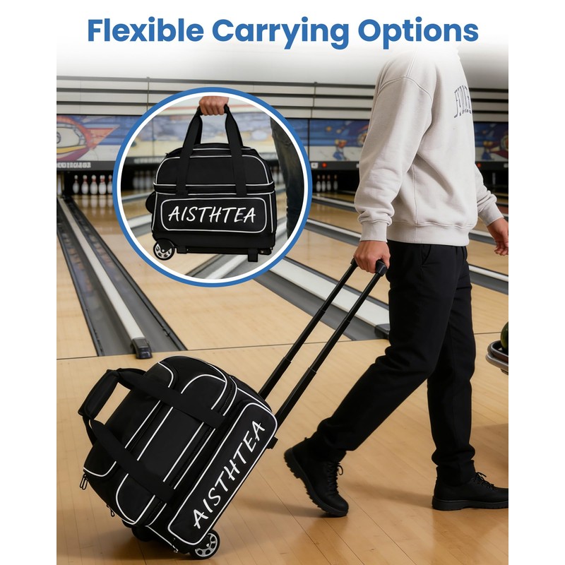 Aisthtea 2 Ball Bowling Bag with Wheels, Bowling Bags 2