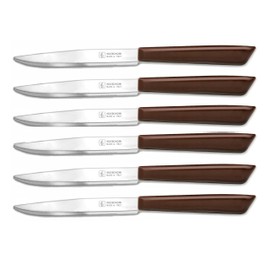 6 kitchen Knifes (Knives) - Italian Stainless Steel Vegetable/Steak/Table Knife Cutlery (Brown)