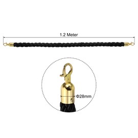 PATIKIL Pack of 2 Barrier Cord 1.2 m Barrier Ropes with Goden Carabiner Hook Barrier Tape Twisted Post Ropes Handrail Rope Velvet for Concerts Queue Exhibitions, Black