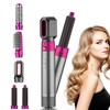 International Cordless 5-in-1 Multifunctional Hot Air Styler Comb for Hair Drying, Straightening & Curling - Silver Gray + UK Plug 2ea