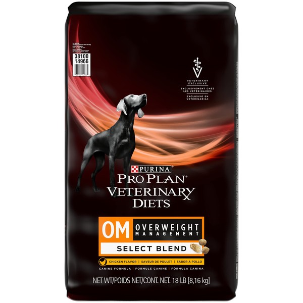 Purina Pro Plan Veterinary Diets OM Select Blend Overweight Management With Chicken Canine Formula Dry Dog Food - 18 lb. Bag