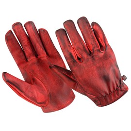 BOSmoto Leather Motorcycle Gloves Retro Old-School Cafe Racer Chopper Black, 3xl, red