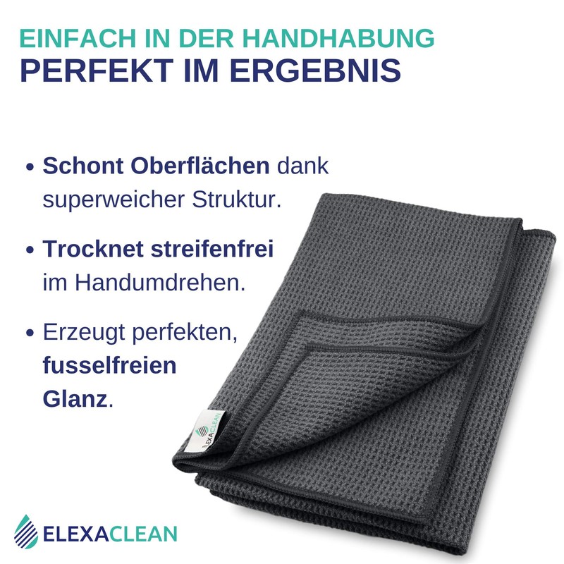 Elexaclean Microfibre Drying Cloth, Premium Waffle Cloth (60 x 40 cm)