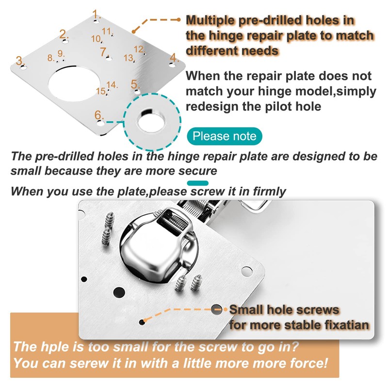 6 PCS Cabinet Hinge Repair Plate, Hinges Repair Fixing Plates,