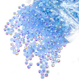 qiipii qiipii 2700PCS 4mm Light Blue AB Resin Rhinestones Blue Flatback Jelly Stones Bulk SS16 Non-Hotfix Diamonds Gems Charm Supplies for Nails Face Eye Makeup Body Tumblers DIY Crafts Decor Clothes Shoes