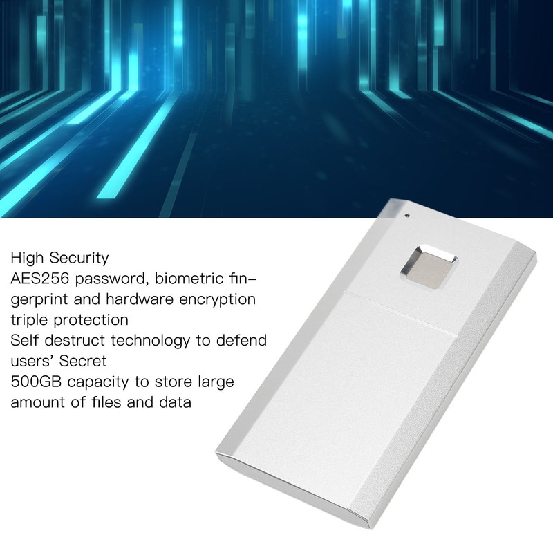 Touch Portable SSD 500GB Fingerprint High Security External SSD with