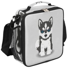 Kids Lunch Box for Boys Girls Husky Dog Lunch Bag Cute Dog Kids Lunch Bags Insulated Kids Lunch Bags with Adjustable Shoulder Strap for School, Picnic