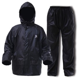 RainRider Rain Suit for Men Women Ultra-Lite Rain Gear Jacket with Pants 3-Piece Portable Ripstop (Black,X-Large)