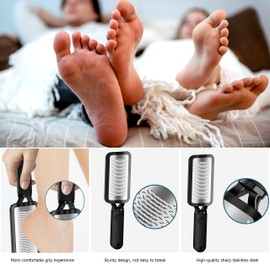 Foot File Exfoliating Remover Stainless Steel Hanging Type Exfoliating Exfoliating Sharpener Professional Foot File Safe and Efficient Micro Cutter for Travel Wet Feet MJQ004